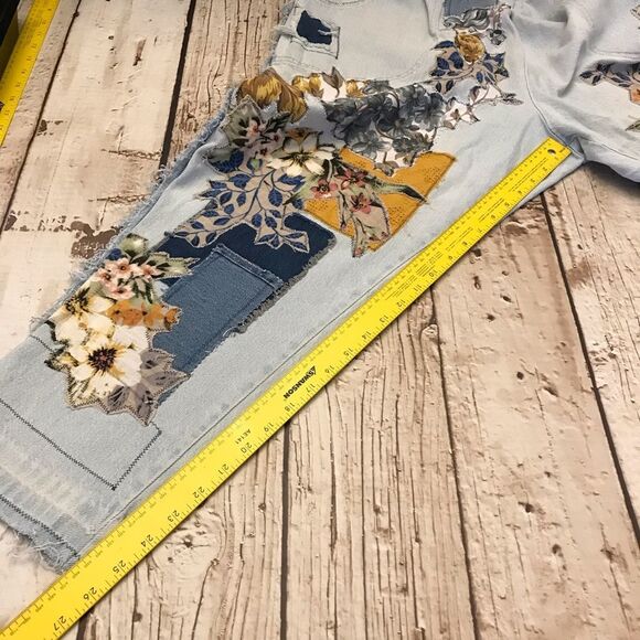 OOAK Classic Element Woman Upcycled Floral Patch Baggy Jeans Sz 20 - Picture 11 of 16